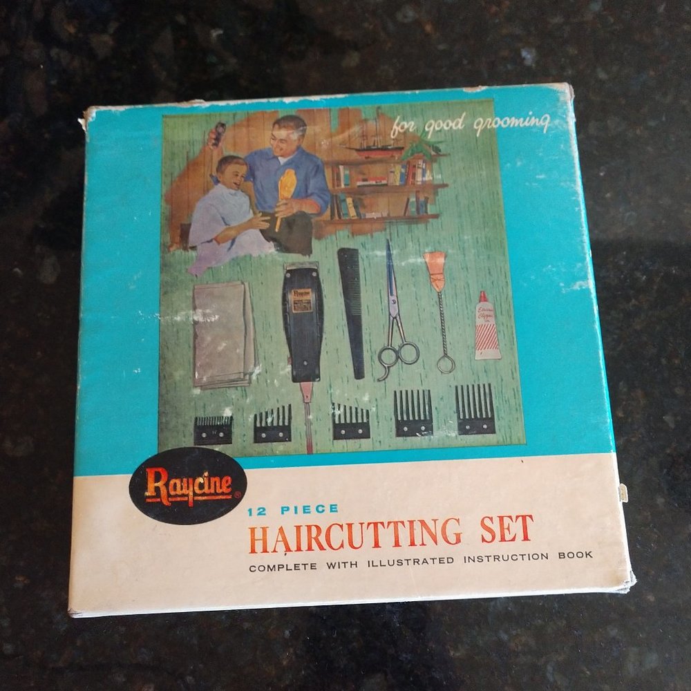 RAYCINE 12 PIECE HAIRCUTTING SET MODEL 274-02 RACINE CLIPPER CO. U.S.A MADE